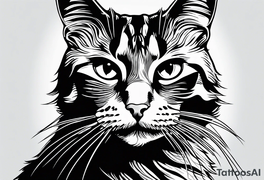 face of a cat, facing left, small tattoo idea