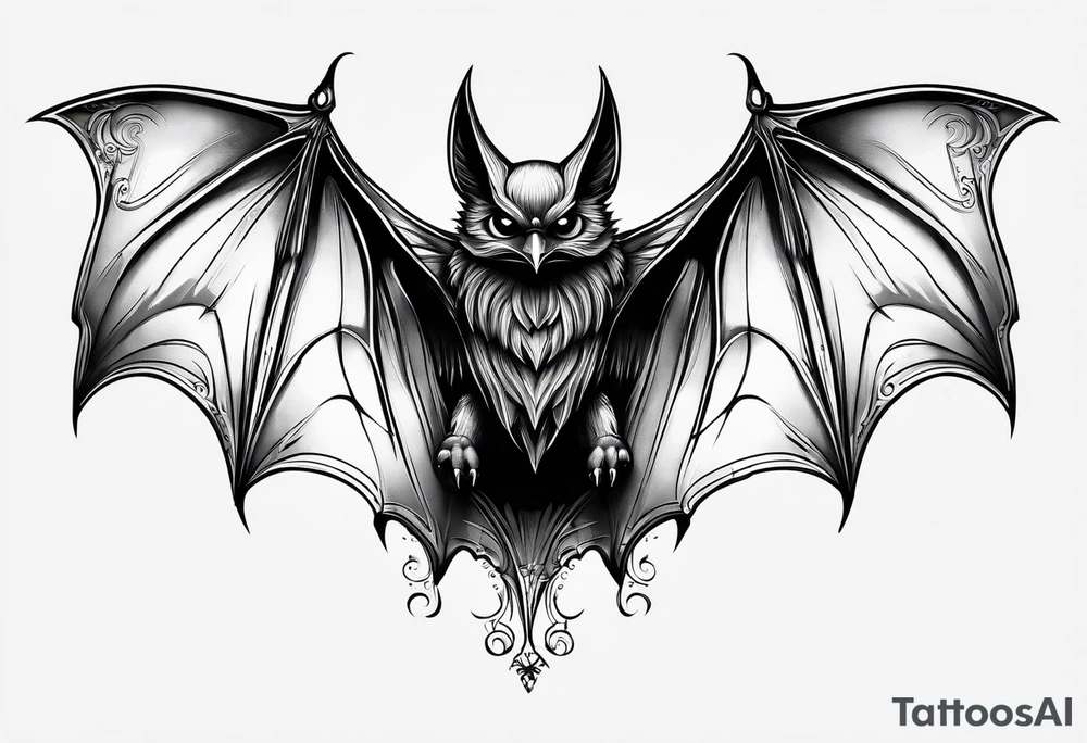 bat with outstretched wings tattoo idea