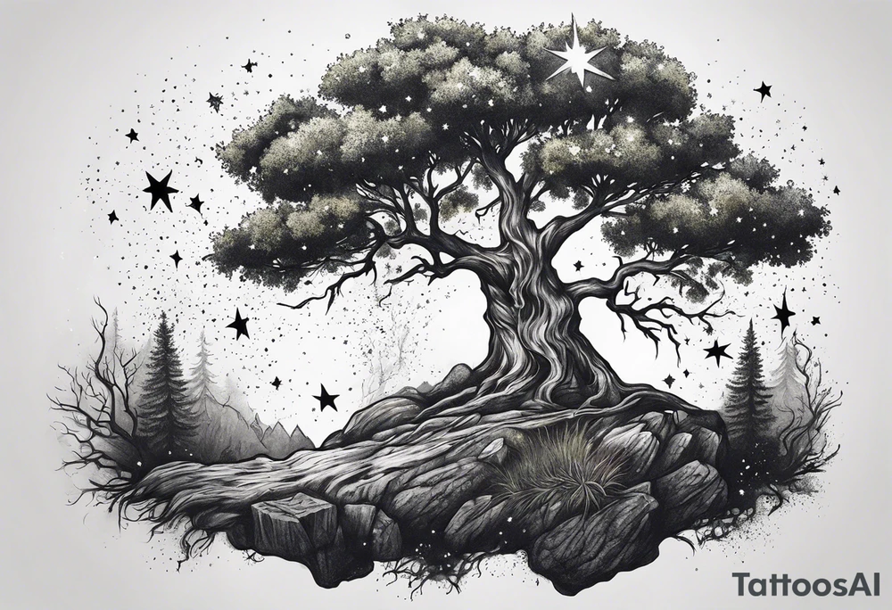 Poison tree with stars tattoo idea