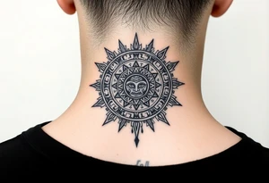 zombie Aztec sun calendar tattoo idea