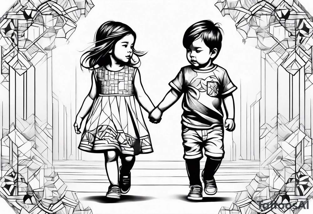 little 
1 boy 1 girl 1 toddler girl walking tattoo idea