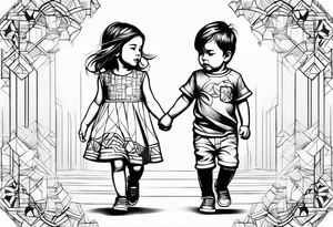 little 
1 boy 1 girl 1 toddler girl walking tattoo idea