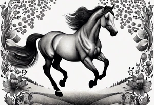Horse drawn using simple lines tattoo idea