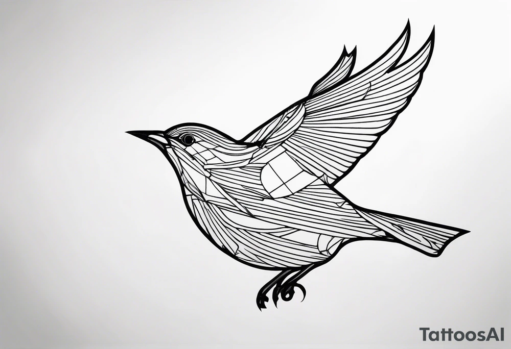 Create just the outline of a blackbird in flight tattoo idea