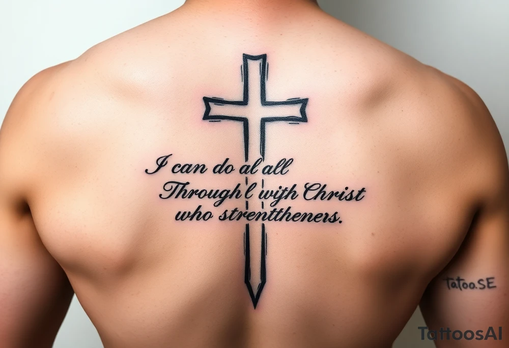 I can do all things through Christ who strengthens me scripture fading from cross tattoo idea