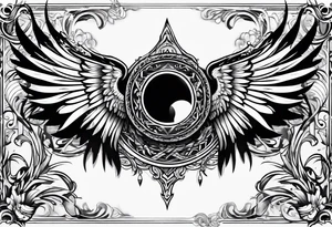 the word Glenn on a banner and angel wings tattoo idea