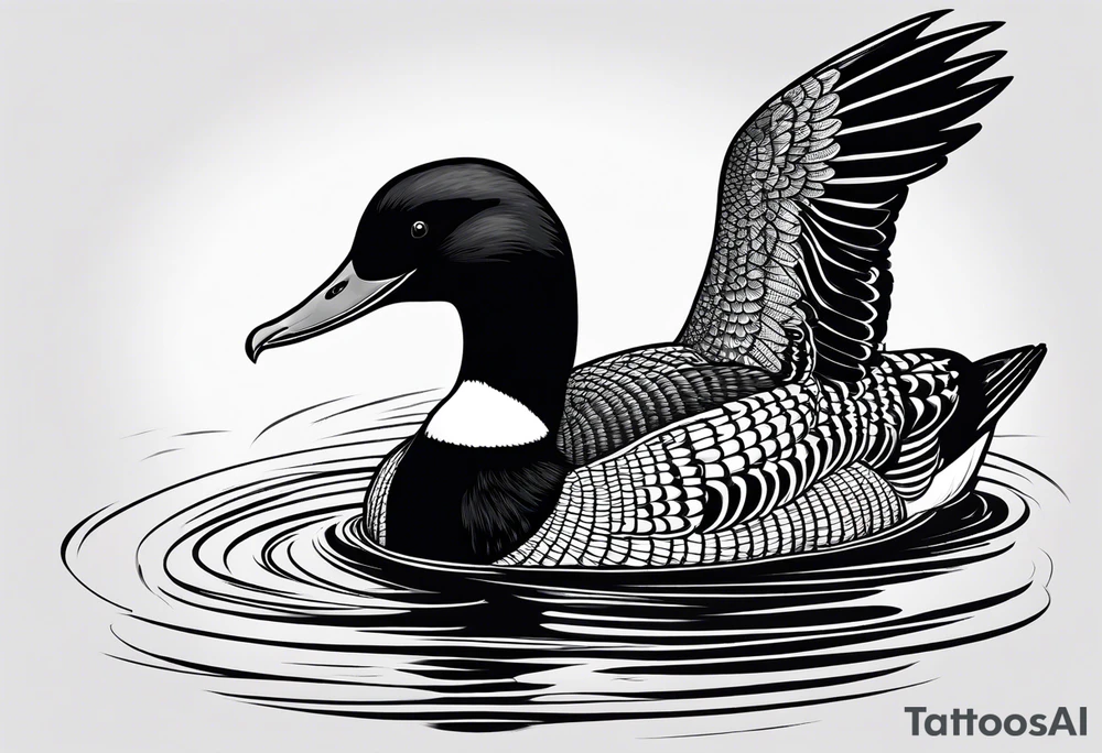 A loon with its wings spread looking badass and tough tattoo idea