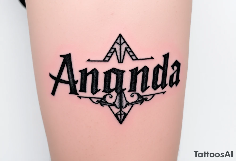 Name Amanda with Harry Potter theme tattoo idea