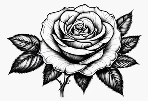 a human hand holding on to a single, long stem rose stem tattoo idea