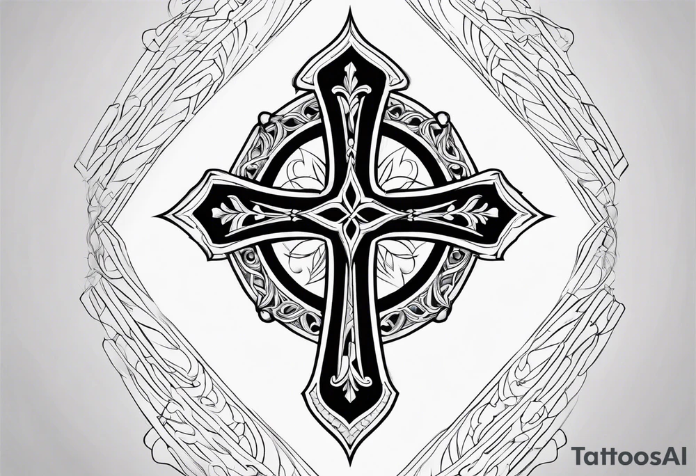 simple gothic cross tattoo idea