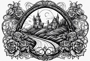 full arm sleeve very dark wizard of oz tattoo idea