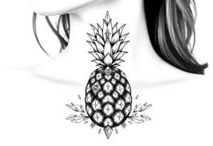 powerful majestic pineapple with a crown,and diamonds tattoo idea