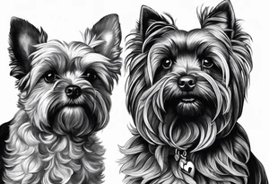 a black cockapoo and a yorkshire terrier sat next to each other tattoo idea