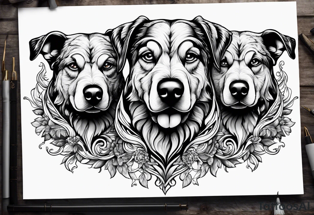 a three headed dog tattoo idea