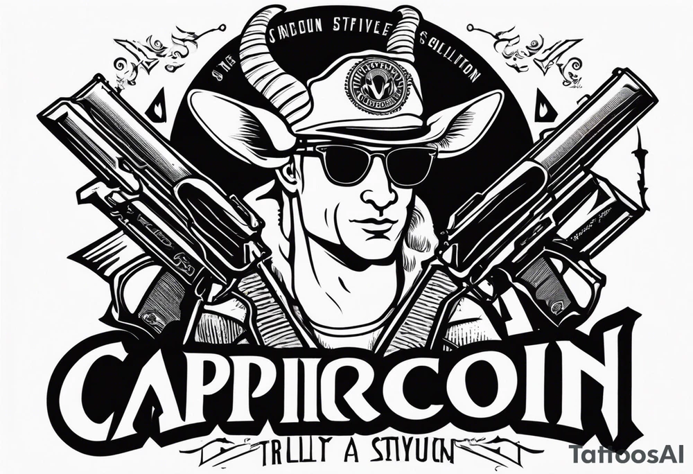 capricorn with sunglasses and a shotgun tattoo idea
