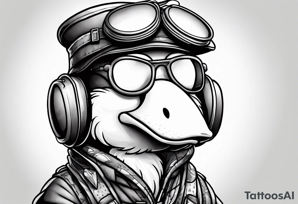 A silly goose dressed as an aviator tattoo idea