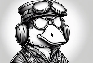 A silly goose dressed as an aviator tattoo idea