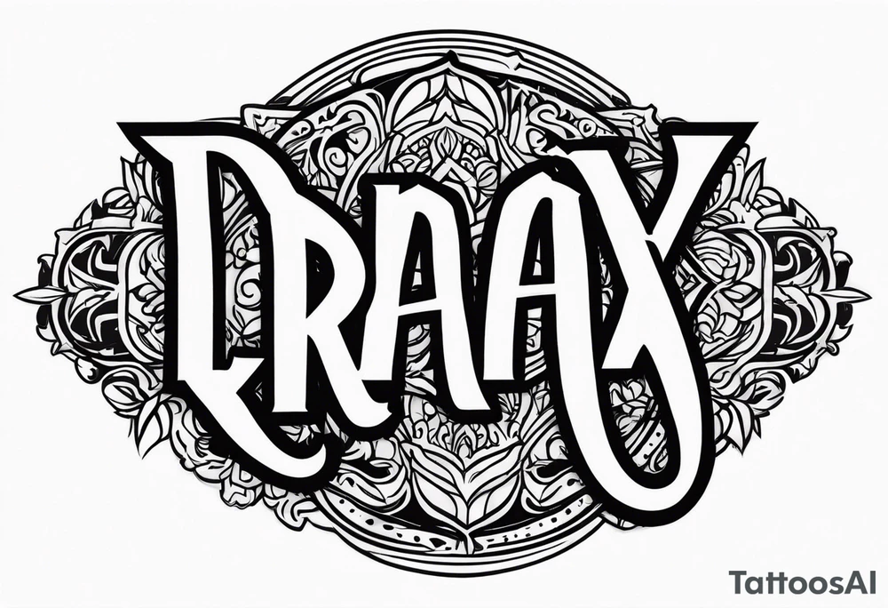 The name Drax in okd english font tattoo idea