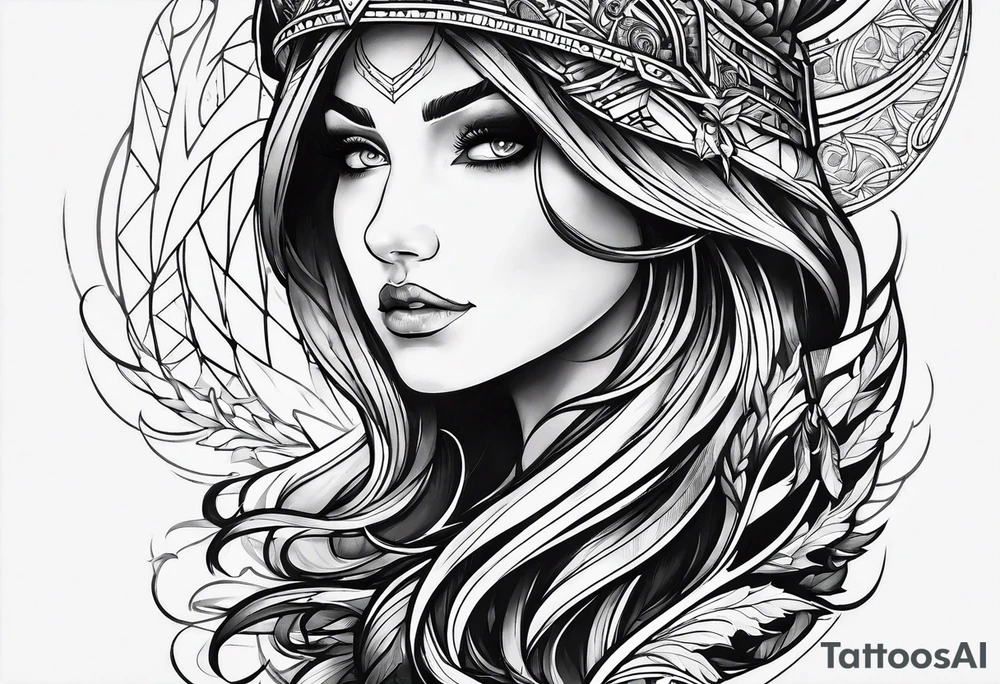 From left shoulder to forearm sleeve tattoo. Fine line geometric, concept design tattoo, ocean thunder fire nature, viking tattoo idea