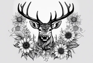 fine line sunflowers and wildflowers deer antler No deer , tattoo idea