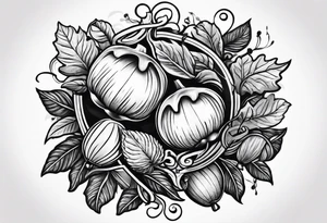 Farming themed tattoo includes an acorn tattoo idea