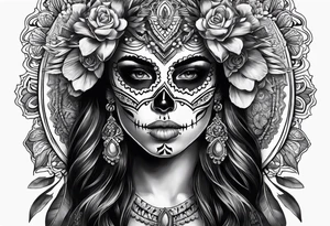 mexican style woman skull tattoo tattoo idea