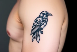 Geometric Perched Raven with linework around it. tattoo idea