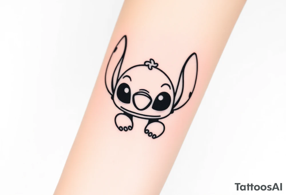 Disney's stitch character with names Ava Zaleea tattoo idea