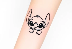 Disney's stitch character with names Ava Zaleea tattoo idea