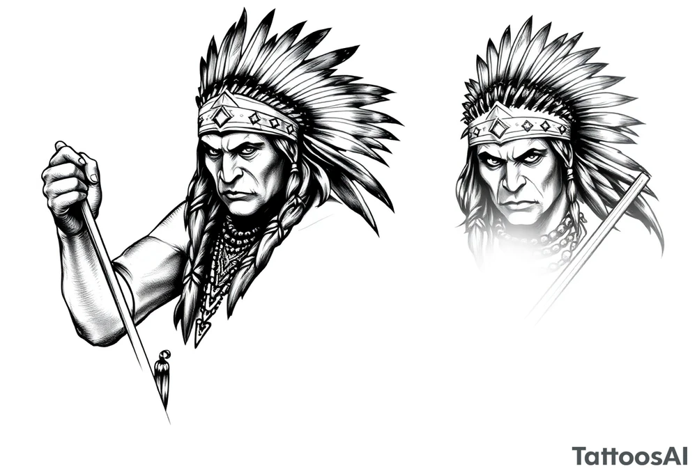 Native American warriors preparing for battle tattoo idea