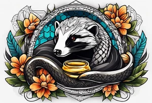 Three headed snake and honey badger tattoo idea