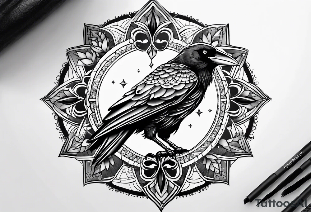 Crow mandala tattoo idea