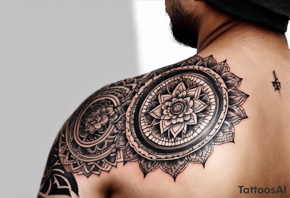 Mandala tattoo with music notes tattoo idea