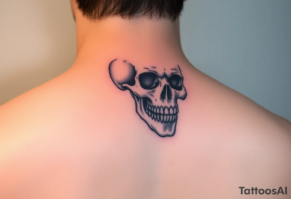 skull with The Last Of Us' fungus out of its mouth tattoo idea