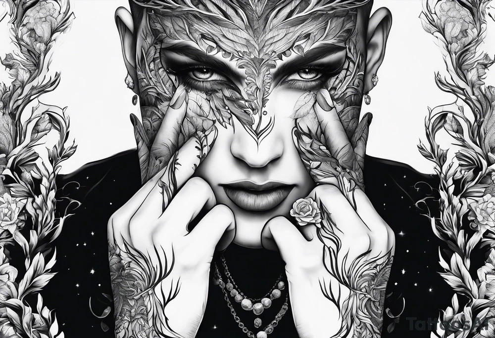 Hands morphing into roots tattoo idea