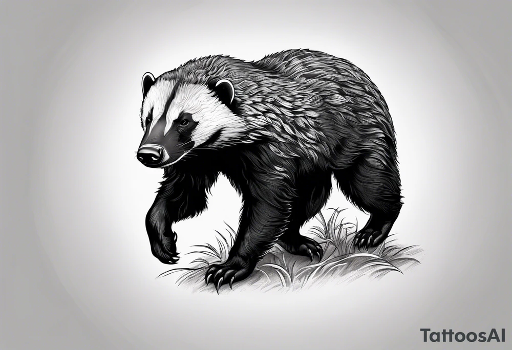 Muscular old honey badger working out tattoo idea