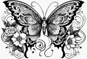 Butterflies with flowers & snake tattoo idea