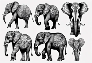 4 elephants family tattoo idea