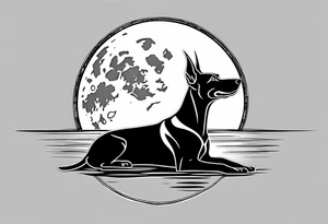 doberman is floating by the moon tattoo idea