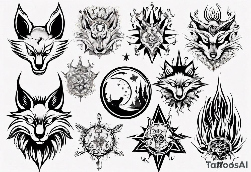 symbol eines Kriegers Wasser Eule Sonne Fuchs
un der Schriftzug : "Sapere Aude" tattoo idea