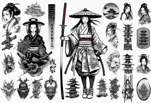 Beautiful female samurai tattoo idea