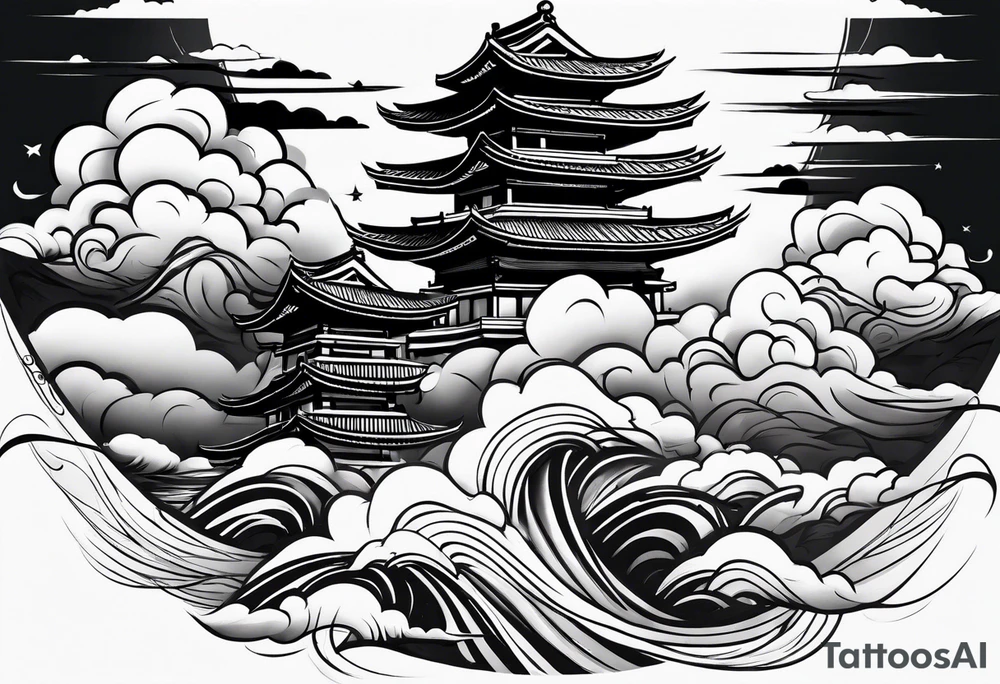 wispy clouds japanese sleeve tattoo tattoo idea