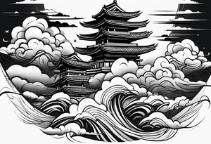 wispy clouds japanese sleeve tattoo tattoo idea