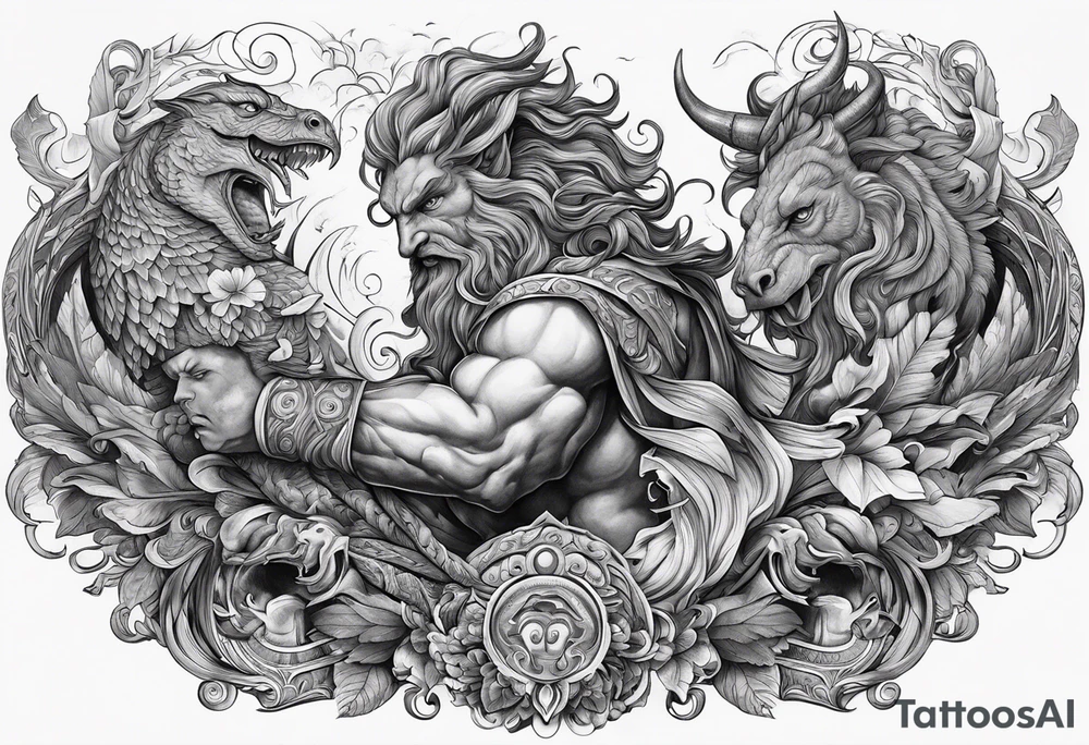 On arm Greek mythology monsters tattoo idea