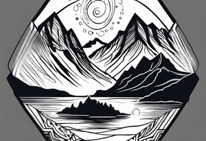 Norwegian fjord with aurora borealis tattoo idea