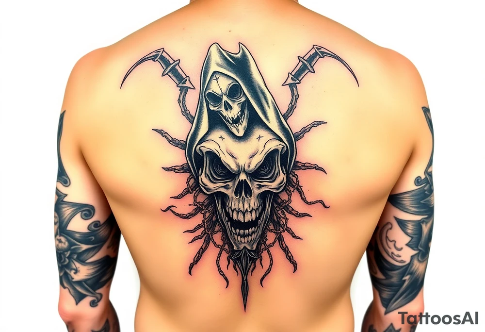 The wraith
Riddle box
Carnival of Carnage
The ringmaster
The grear milenko
The amazing jeckel brothers
Hells pit
Bang pow boom
The mighty death pop
Fearless fred fury
Yum yum bedlam
 Colorful full arm sleeve tattoo desgin tattoo idea
