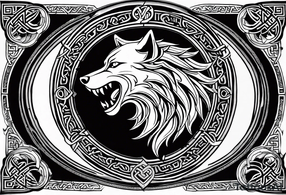 A powerful tattoo design combining Nordic, Greek, and Celtic symbols to represent someone who made you believe in humanity's goodness, only to turn out to be its ultimate betrayer. The centerpiece is a snarling wolf, symbolizing Fenrir, with glowing eyes and an open mouth, representing betrayal and destruction. Surrounding the wolf is the Ouroboros, a serpent eating its own tail, symbolizing the endless cycle of trust and betrayal. The Triskelion, with its three interlocking spirals, appears in the background or as a border, representing the shifting balance between light and dark. Incorporate fire and ice elements to reflect the contrast between warmth (trust) and coldness (betrayal), with Celtic knotwork and runes adding ancient, mystical depth to the design.
make sure that each part of the tattoo is obviously represented tattoo idea
