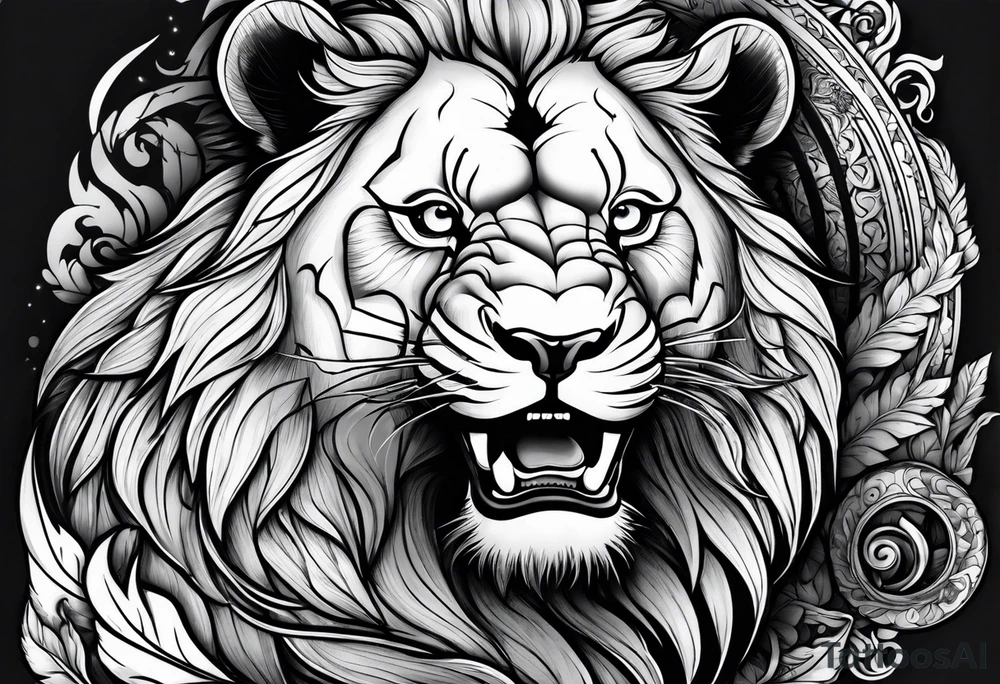 lion fighting panda tattoo idea