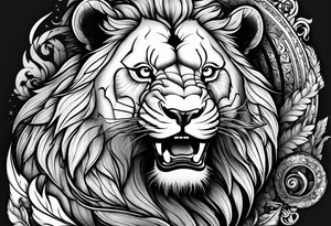 lion fighting panda tattoo idea