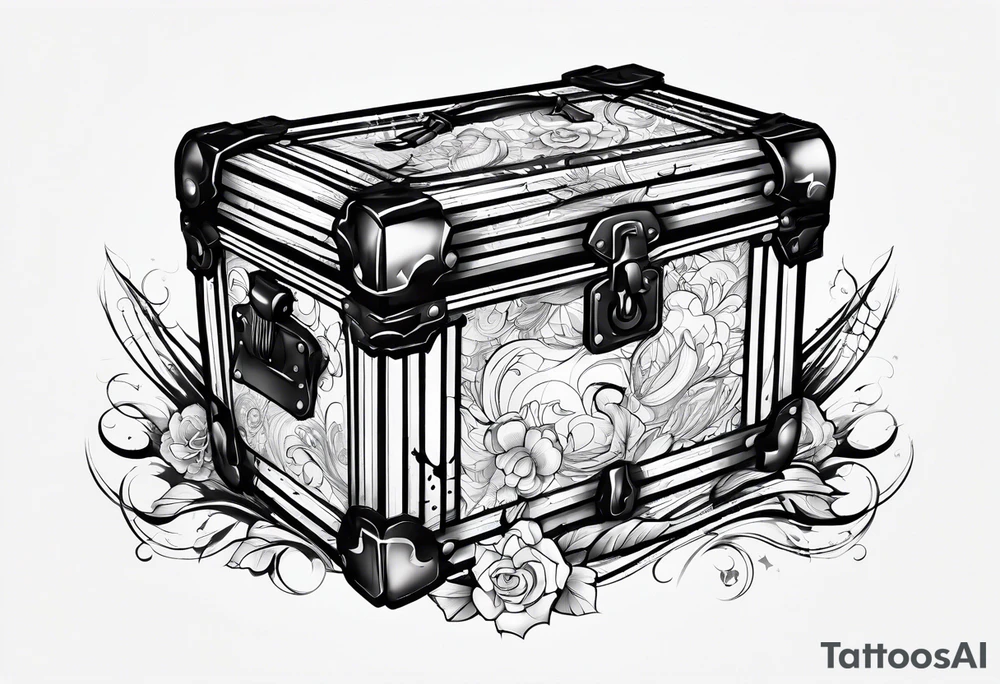 Toy box locked with colors bursting out through the cracks/sides tattoo idea